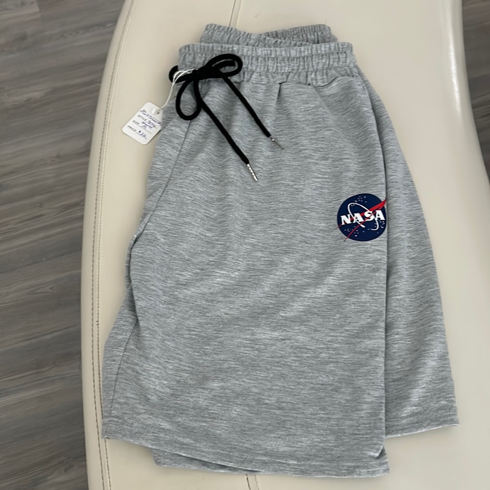 Shein NASA gray drawstring shorts